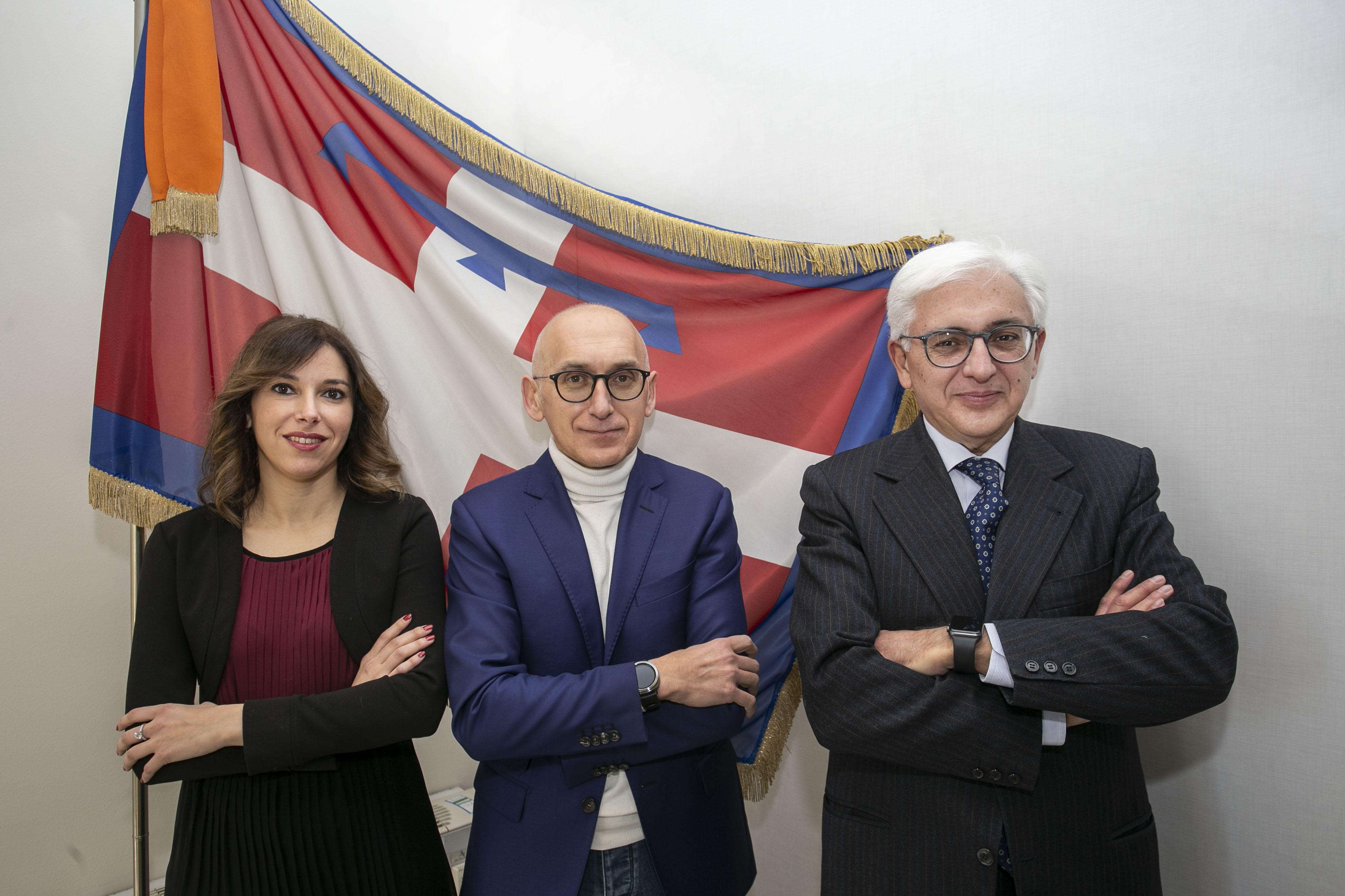 Al centro il Presidente Vincenzo Lilli, alla sua sinistra il Commissario Marco Briamonte e alla sua destra la Vicepresidente Alessia Caserio