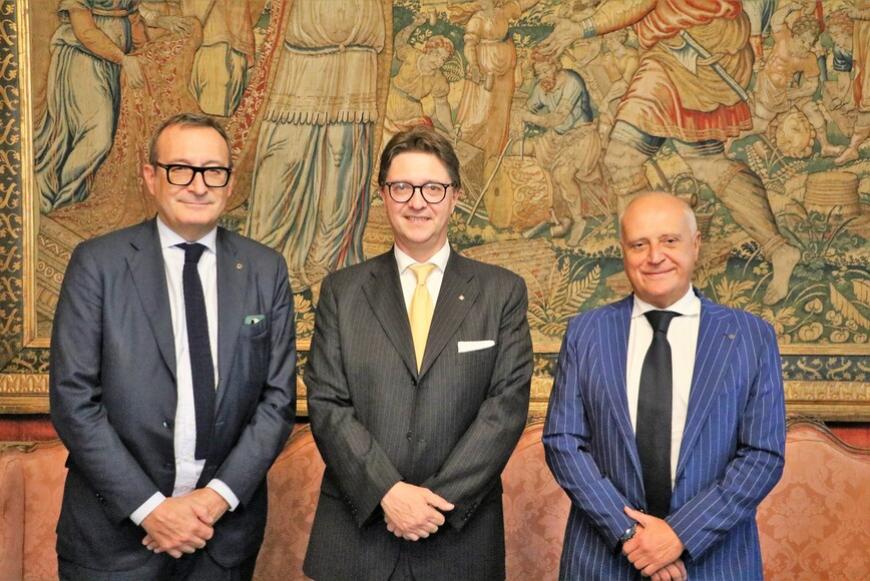 Il presidente del Consiglio regionale Davide Nicco con Luca Asvisio e Ernesto Carrera