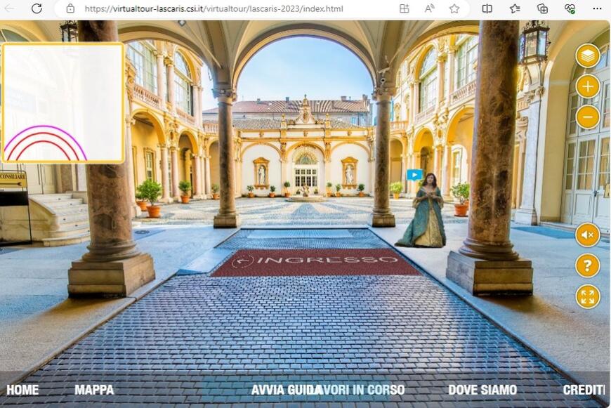 La schermata iniziale del virtual tour di Palazzo Lascaris
